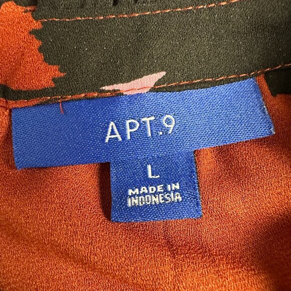 Apt. 9 Women's Floral Print Sleeveless Tank Top Blouse, Size Large, Burnt Orange - Picture 9 of 11